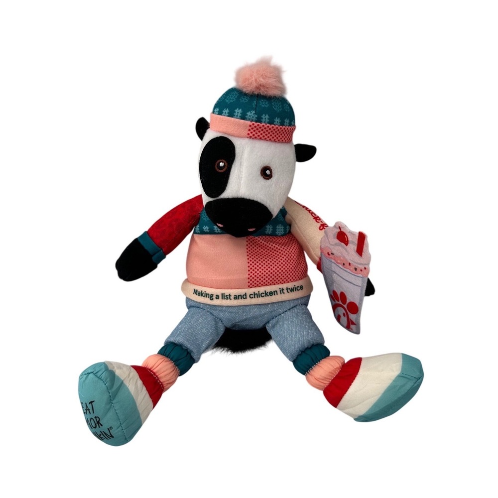 Chick-fil-A Plush Cow Holiday Peppermint Milkshake Stuffed Animal Toy Christmas